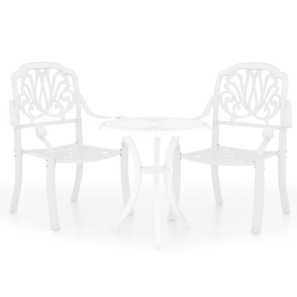vidaXL 3 Piece Bistro Set Cast Aluminium White
