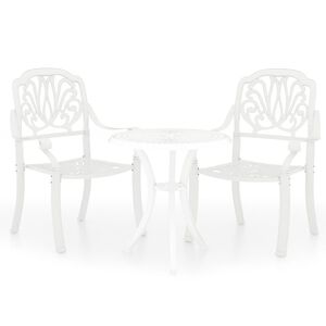 vidaXL 3 Piece Bistro Set Cast Aluminium White