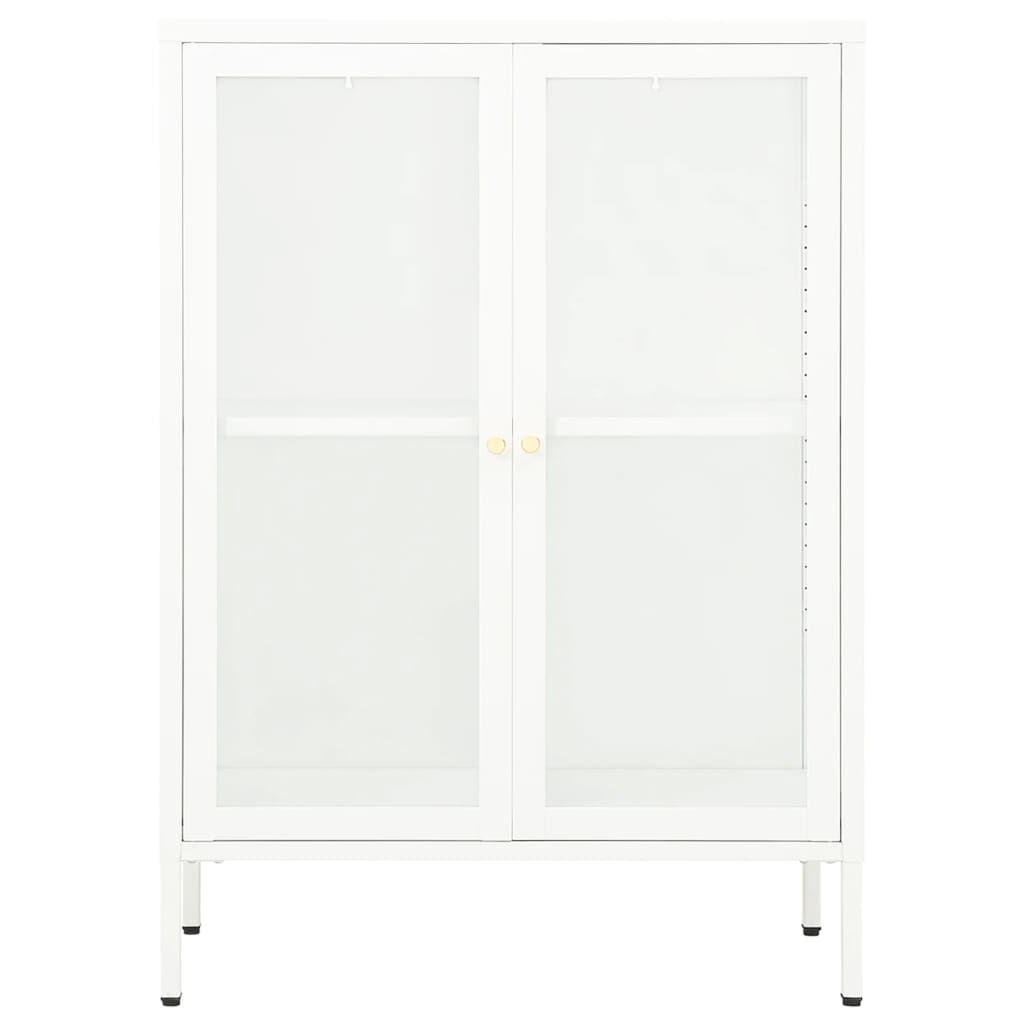 vidaXL Sideboard White 75x35x105 cm Steel and Glass
