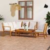 vidaXL 5 Piece Garden Lounge Set with Cushion Cream Solid Acacia Wood