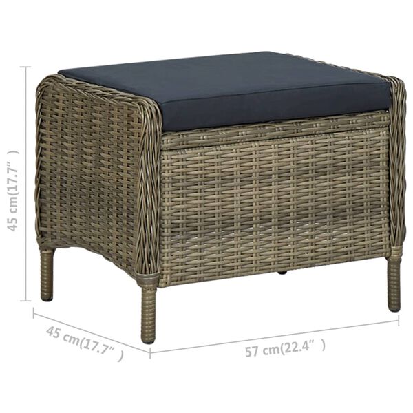 vidaXL 2 Piece Garden Lounge Set with Cushions Poly Rattan Brown