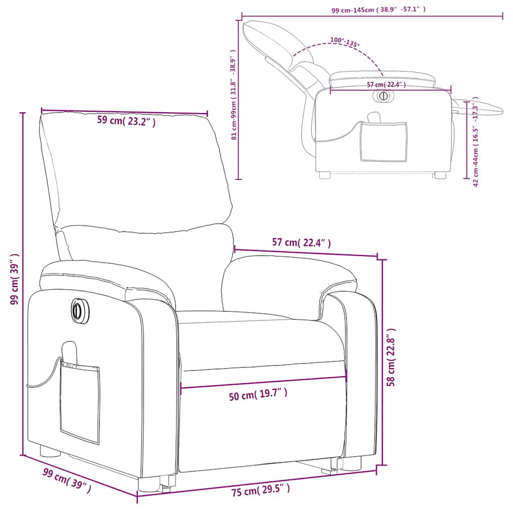 vidaXL Electric Stand up Massage Recliner Chair Dark Green Fabric