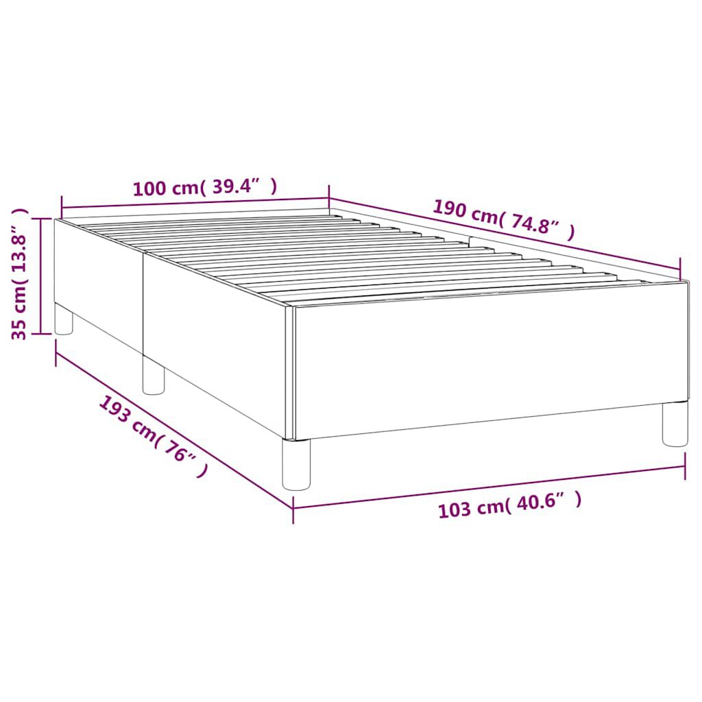 vidaXL Bed Frame without Mattress Dark Grey 100x190 cm Twin Fabric