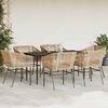 vidaXL 7 Piece Garden Dining Set with Cushions Brown Poly Rattan Glass