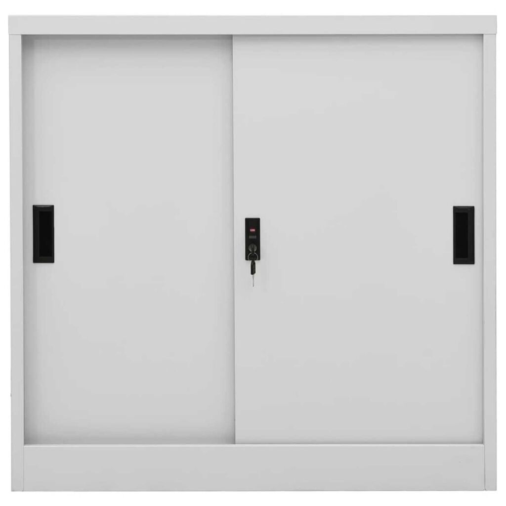 vidaXL Sliding Door Cabinet with Planter Box Light Grey Steel