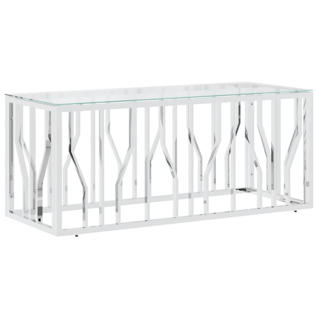 vidaXL Coffee Table 110x45x45 cm Stainless Steel and Glass