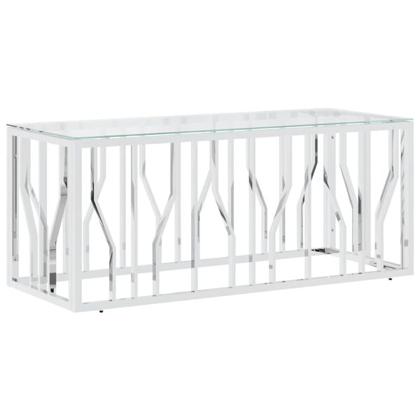 vidaXL Coffee Table 110x45x45 cm Stainless Steel and Glass