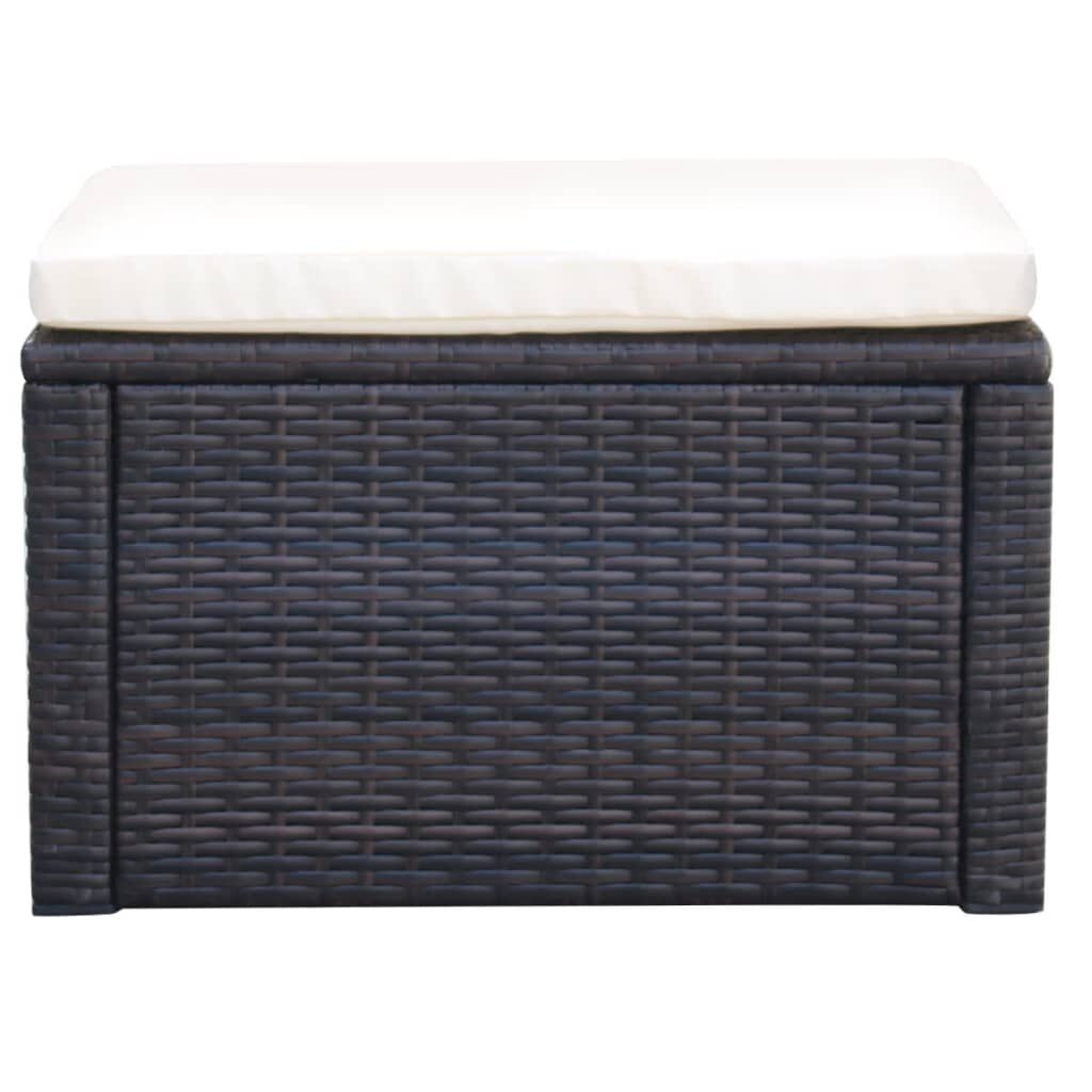 vidaXL Footstool Ottoman Poly Rattan 53x53x30 cm Brown