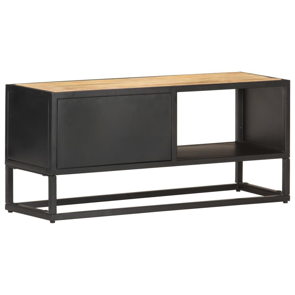 vidaXL TV Cabinet with Carved Door 90x30x40 cm Rough Mango Wood