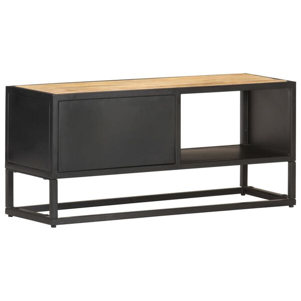 vidaXL TV Cabinet with Carved Door 90x30x40 cm Rough Mango Wood