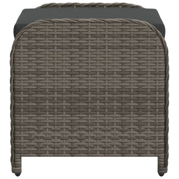 vidaXL Garden Stool with Cushion Grey 58x46x46 cm Poly Rattan