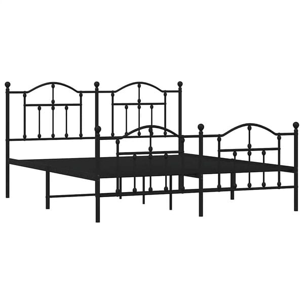vidaXL Metal Bed Frame without Mattress with Footboard Black 183x213cm