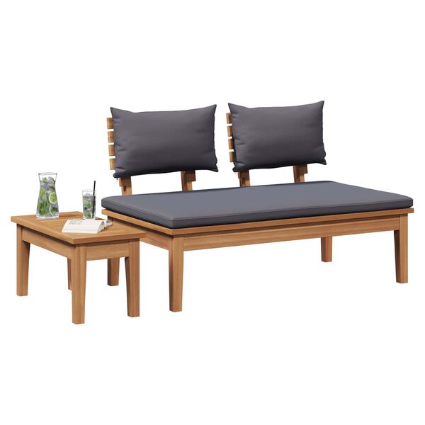 vidaXL Garden Bench 2 pcs Grey and Brown Solid Teak wood