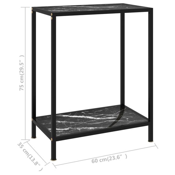vidaXL Console Table Black 60x35x75 cm Tempered Glass