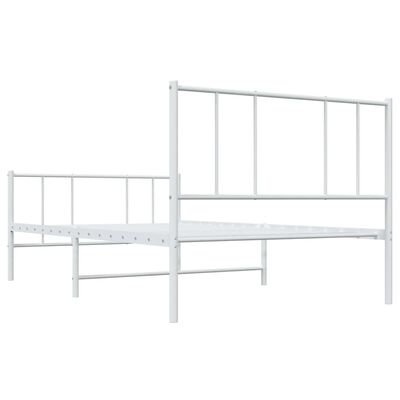 vidaXL Metal Bed Frame without Mattress with Footboard White 100x190 cm