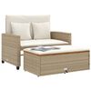 vidaXL Garden Sofa with Cushions 2-Seater Beige Poly Rattan&Acacia Wood
