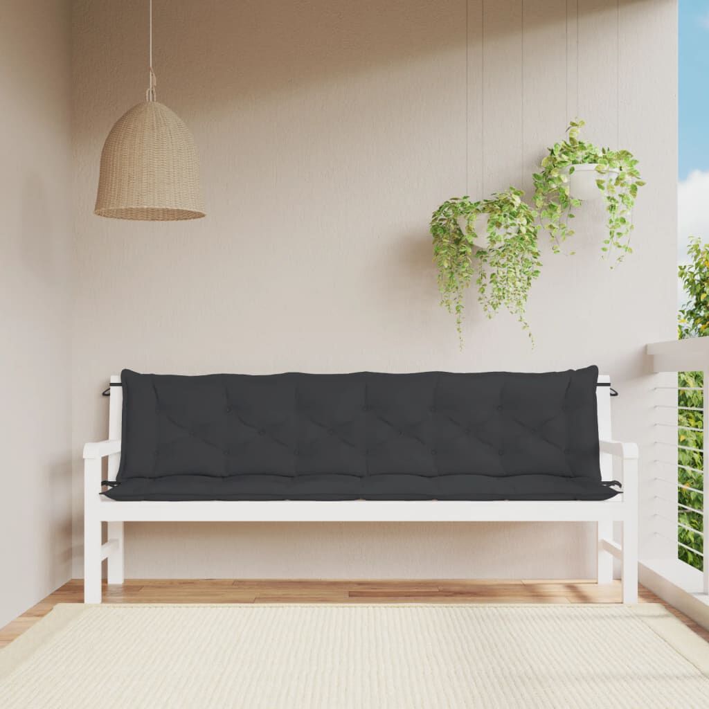 vidaXL Garden Bench Cushions 2pcs Black 200x50x7cm Oxford Fabric