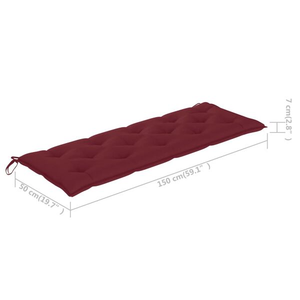 vidaXL Stacking Garden Bench with Cushion 159 cm Solid Teak Wood
