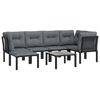 vidaXL 7 Piece Garden Lounge Set Black and Grey Poly Rattan