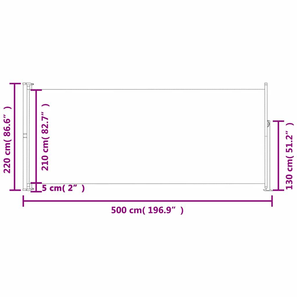 vidaXL Patio Retractable Side Awning 220x500 cm Black