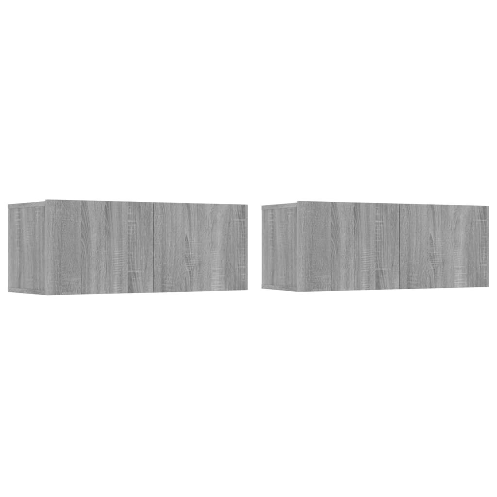 vidaXL TV Cabinets 2 pcs Grey Sonoma 80x30x30 cm Engineered Wood
