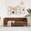 vidaXL Chesterfield Sofa with Bolsters 3-Seater Brown Faux Suede Leather