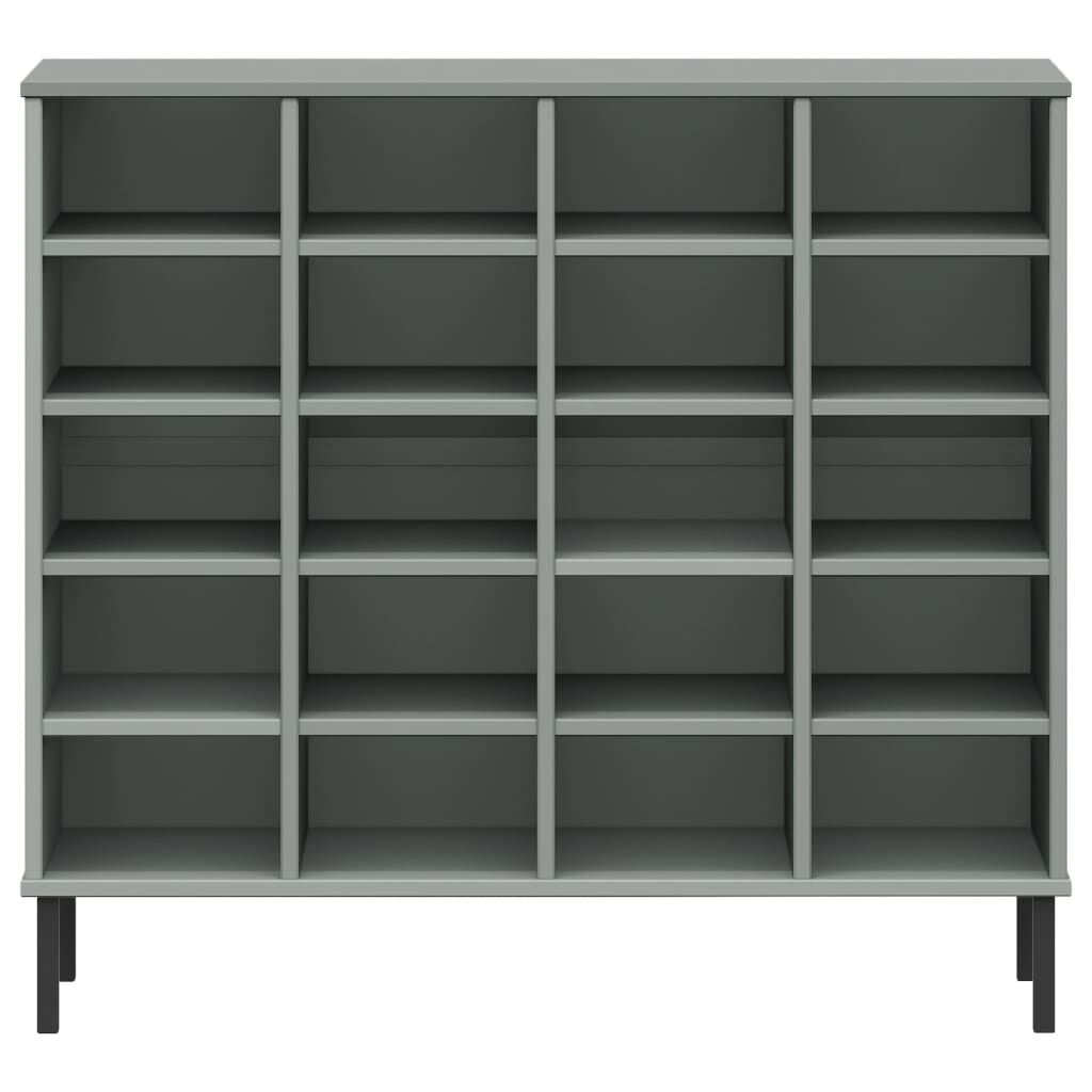 vidaXL Shoe Rack with Metal Legs Grey 95x35x86 cm Solid Wood OSLO