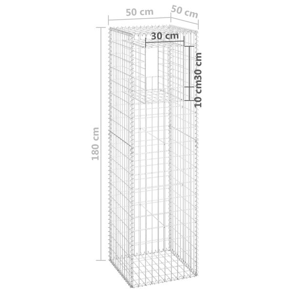 vidaXL Gabion Basket Post 50x50x180 cm Iron
