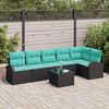 vidaXL Garden Sofa Set 7 pcs Black and Turquoise Poly Rattan