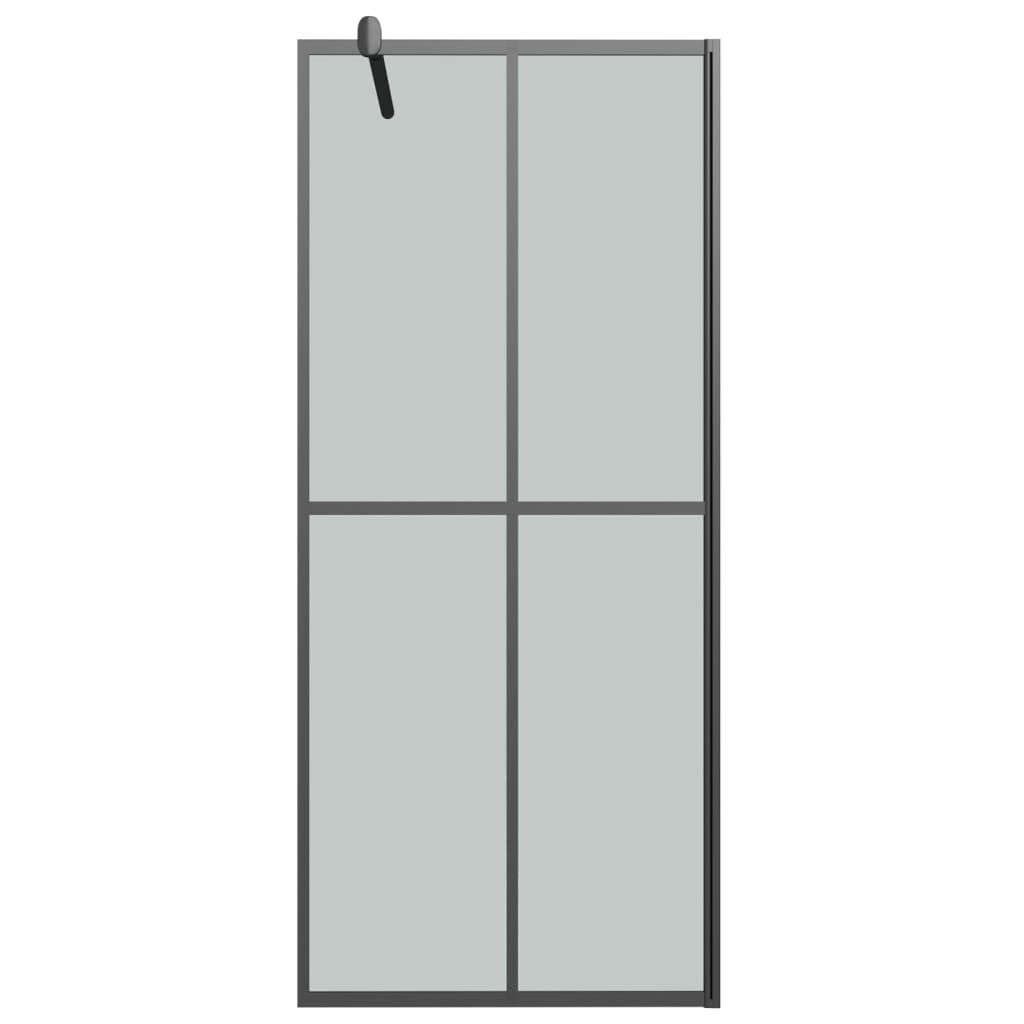 vidaXL Walk-in Shower Wall with Shelf Black 80x195cm ESG Glass&Aluminium