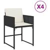 vidaXL Garden Chairs with Cushions 4 pcs Black Poly Rattan