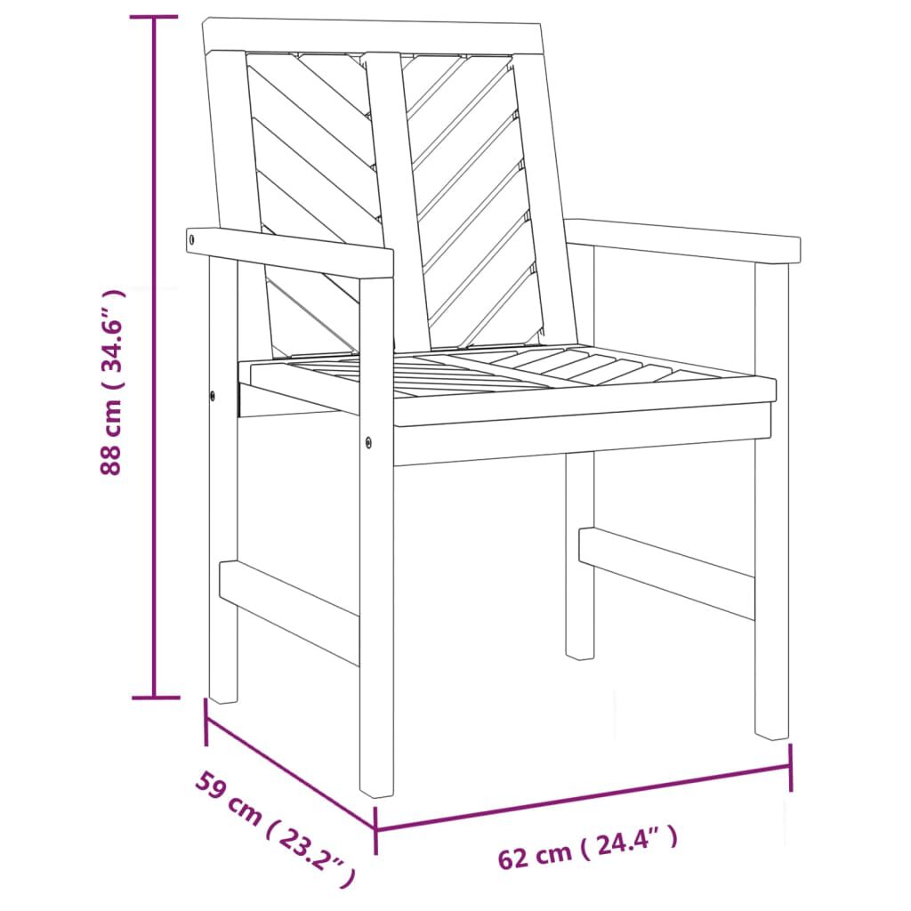 vidaXL 3 Piece Garden Lounge Set Solid Wood Acacia