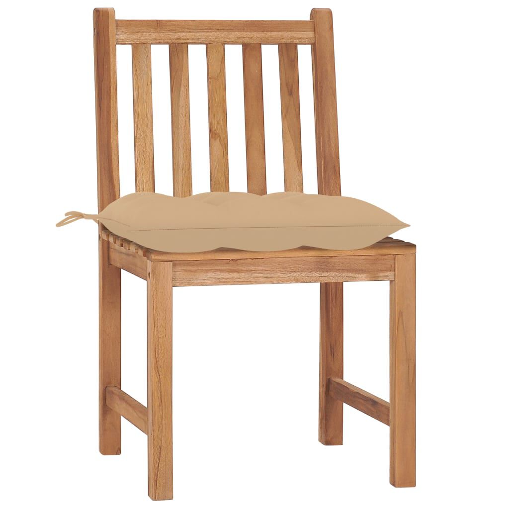 vidaXL Garden Chairs 4 pcs with Cushions Solid Teak Wood