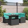 vidaXL Outdoor Dining Set with Cushion 5 pcs Black Poly rattan
