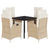 vidaXL 5 Piece Garden Dining Set with Cushions Beige Poly Rattan