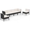 vidaXL 6 Piece Garden Lounge Set with Cushions Poly Rattan Black