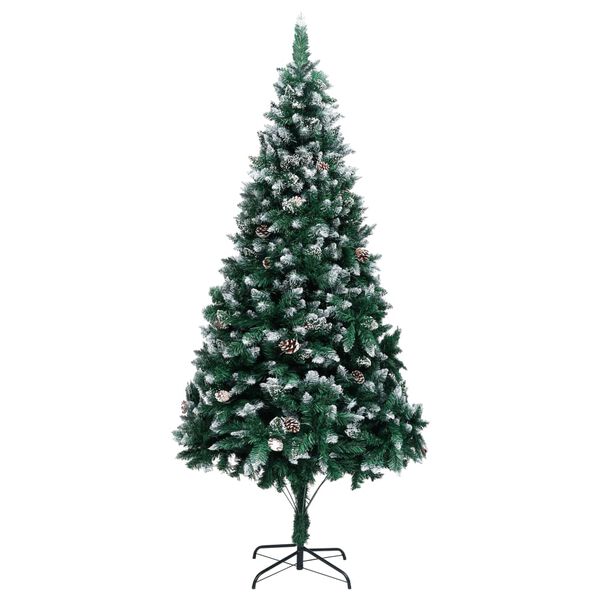 vidaXL Artificial Christmas Tree with Pine Cones and White Snow 210 cm