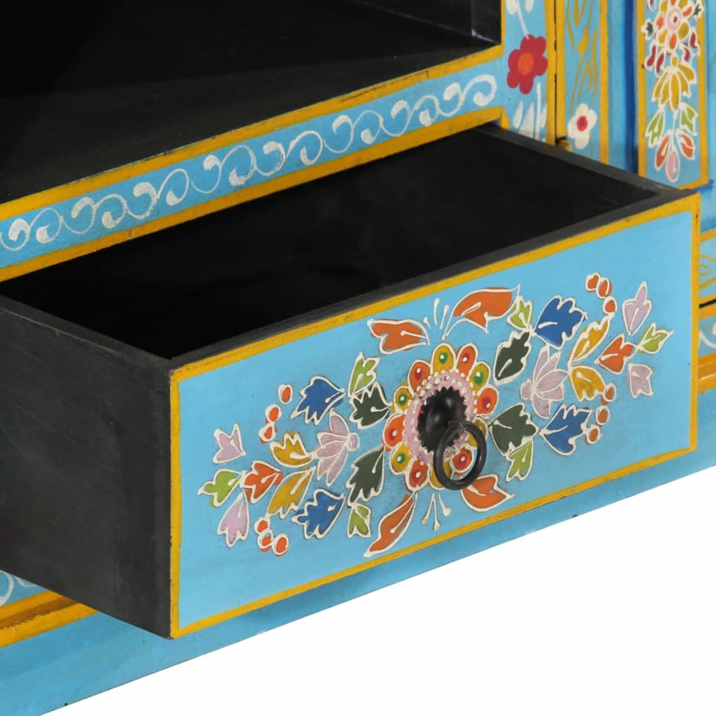 vidaXL TV Cabinet Blue 110x30x40 cm Solid Wood Mango