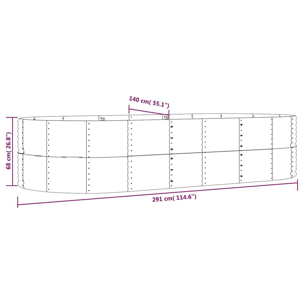 vidaXL Garden Raised Bed Grey 291x140x68 cm Powder-coated Steel