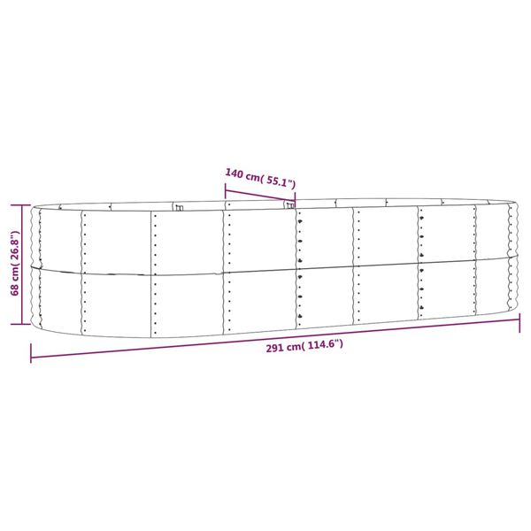 vidaXL Garden Raised Bed Grey 291x140x68 cm Powder-coated Steel