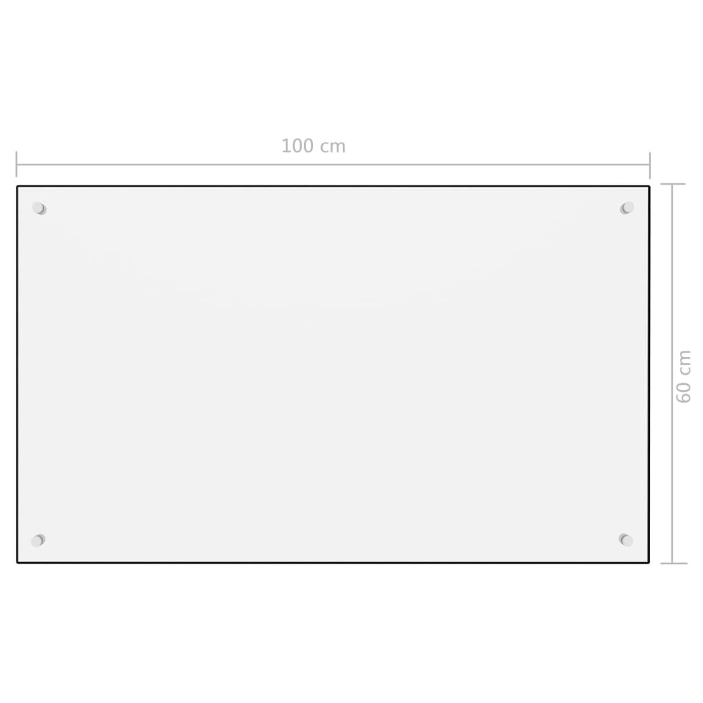vidaXL Kitchen Backsplash White 100 x 60 cm Tempered Glass