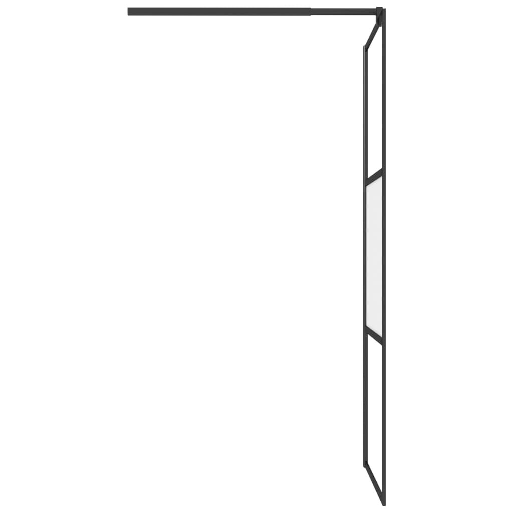 vidaXL Walk-in Shower Wall with Shelf Black 90x195 cm ESG Glass&Aluminium