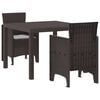 vidaXL Garden Dining Set 3 pcs Brown Polt rattan
