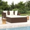vidaXL Sunbed with Cushions Brown 182x118x63 cm Poly Rattan