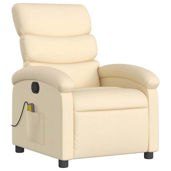vidaXL Massage Recliner Chair Cream Fabric