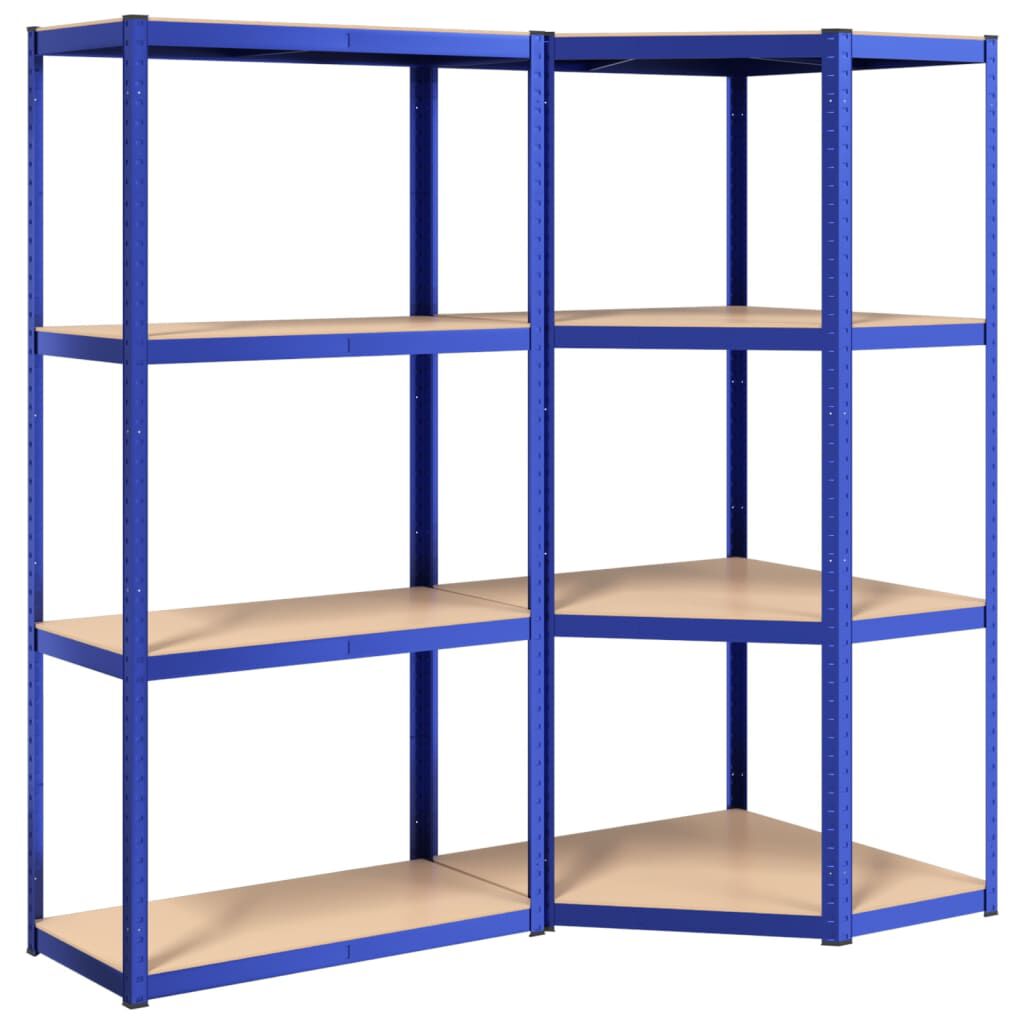 vidaXL 4-Layer Shelves 2 pcs Blue Steel&Engineered Wood