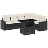 vidaXL 7 Piece Garden Sofa Set with Cushions Black Poly Rattan