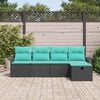 vidaXL Garden Sofa Set with Cushion with Storage 5 pcs Poly rattan