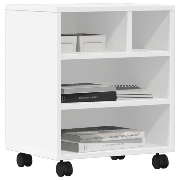 vidaXL Printer Stand with Wheels White 41x32x48 cm