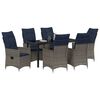 vidaXL Table and Chair Set with Cushion 7 pcs Grey PE Rattan